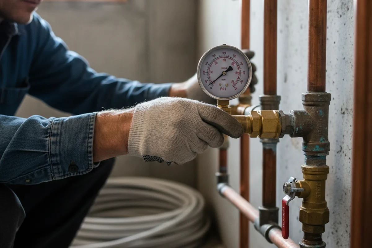 Pressure testing a repaired line during Water Line Repair in El Mirage